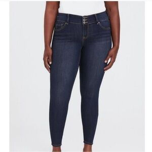 Torrid Jeggings First at Fit Dark Wash High Rise Button‎ Front Size 24 Regular